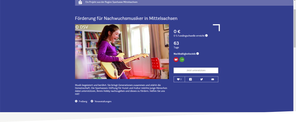 Screenshot Internetseite: Aufruf Crowdfunding Projekt der Stiftung