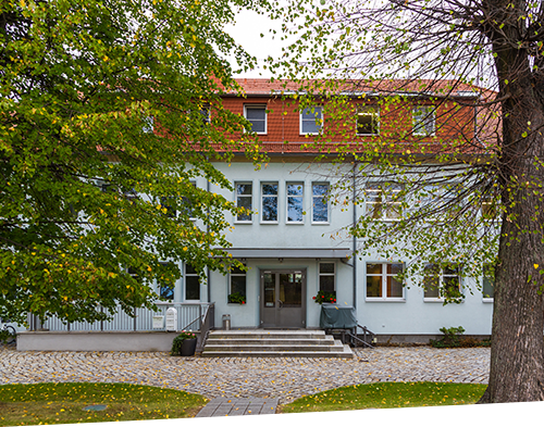 Gebäudeansicht Musikschule Freiberg, der Eingangsbereich