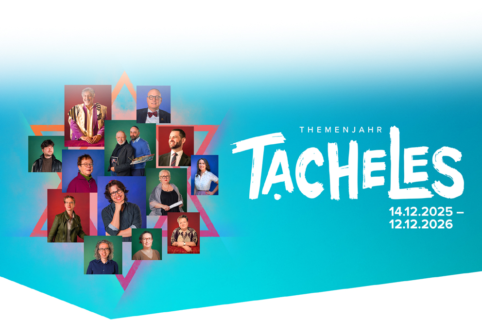 Key Visual vom Kulturprojekt Tacheles – Jahr der Jüdischen Kultur in Sachsen - Themenjahr vom 14.12.2025 bis 12.12.2026